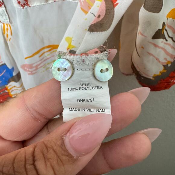 Fig and Flower 1X Sheer Tunic Blouse Multicolor Floral Boho Festival Peasant Top - Picture 7 of 8